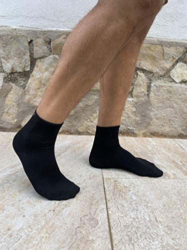 6 Pares Calcetines de tenis corte medio (Negro, 40-46)