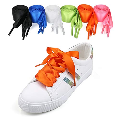 6 Pares de Cordones de satén Cordones Anchos y Planos para Damas, niñas, niños y Adultos Prendas Deportivas a Prueba de Agua Zapatillas para Correr Zapatillas Deportivas Zapatillas de Raso