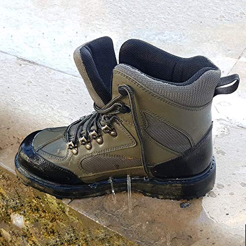 8 Fans Zapatos de pesca de caza de vadeo antideslizantes suela de goma duradera ligera Waders botas, color Verde, talla 42 2/3 EU