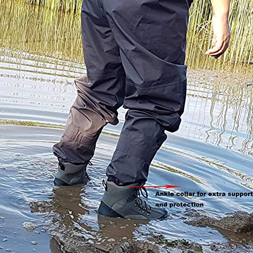 8 Fans Zapatos de pesca de caza de vadeo antideslizantes suela de goma duradera ligera Waders botas, color Verde, talla 42 2/3 EU
