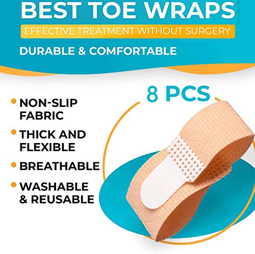 8 udsCorrector de Ferulas Juanetes, Protector Dedos del Pie Martillo para Separador Dedos Pies, Alivio del Dolor Dedos Garra,Vendas separadoras para dedos de pies rotos o martillo