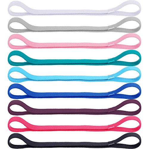 9 Piezas de Diademas Deportivas Elásticas Antideslizantes Gruesas, Agarre de Silicona Elástico Banda de Pelo de Ejercicio para Fútbol, Baloncesto, Tenis, Yoga y Golf (Multi-Color 1)