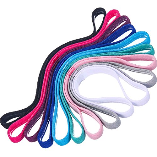 9 Piezas de Diademas Deportivas Elásticas Antideslizantes Gruesas, Agarre de Silicona Elástico Banda de Pelo de Ejercicio para Fútbol, Baloncesto, Tenis, Yoga y Golf (Multi-Color 1)
