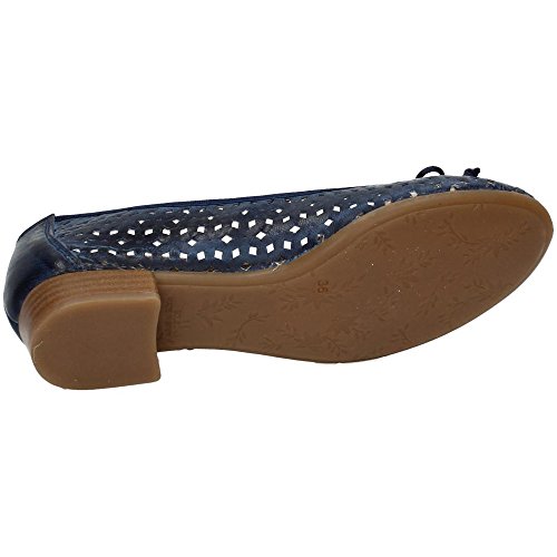 ABACK V16.2130 Zapatos SALÓN Piel Mujer Manoletinas Petroleo 40