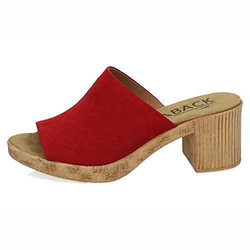 ABACK V18.1223 Zuecos DE Madera Mujer Sandalias TACÓN Rojo 38