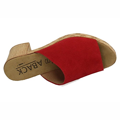 ABACK V18.1223 Zuecos DE Madera Mujer Sandalias TACÓN Rojo 38
