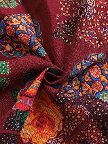 ACHIOOWA Mono para Mujer Peto de Pantalones Flor Impresa Casual Ajustable Correa Rompers Largo Sin Mangas Monos de harén Mono de Pierna Ancha Overalls con Bolsillo F-Rojo XXL