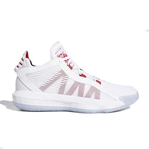 adidas Dame 6 J, Zapatillas, FTWR White/Scarlet/Core Black, 38 2/3 EU
