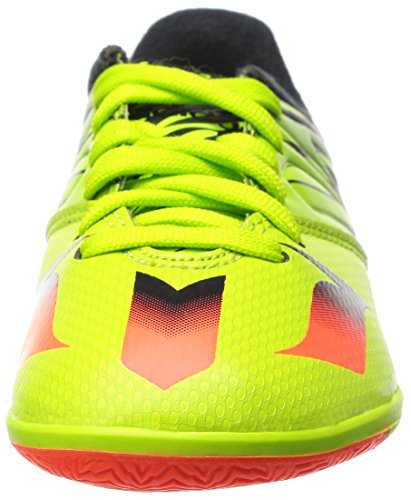 adidas Messi 15.3 IN J, Botas de fútbol Unisex niños, Verde/Rojo/Negro (Seliso/Rojsol/Negbas), 35 1/2