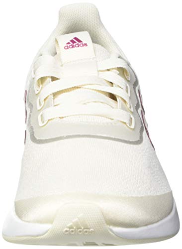 adidas QT Racer Sport, Sneaker Mujer, Chalk White/Cherry Metallic/Silver Metallic, 38 EU