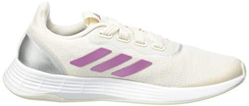 adidas QT Racer Sport, Sneaker Mujer, Chalk White/Cherry Metallic/Silver Metallic, 38 EU