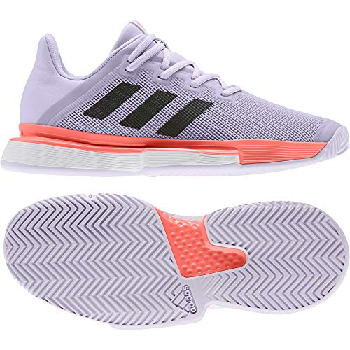 Adidas SoleMatch Bounce W, Zapatillas Tenis Mujer, Morado (Purple Tint/Core Black/Signal Coral), 40 EU
