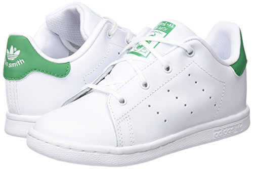 adidas Stan Smith, Zapatillas Unisex niños, Blanco (Footwear White/Footwear White/Green 0), 27 EU