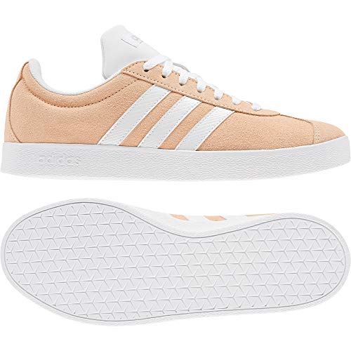 Adidas VL Court 2.0, Zapatillas de Deporte Skateboard Mujer, Gris (Glow Orange/FTWR White/Matte Silver), 38 EU