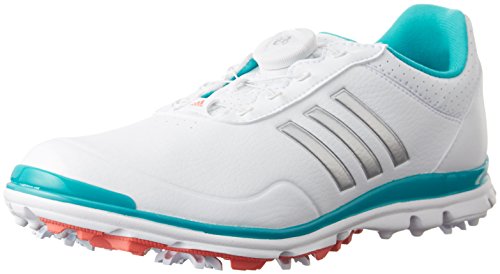 adidas W Adistar Lite Boa Zapatos de Golf para Mujer, Blanco/Plata/Azul, 36.6