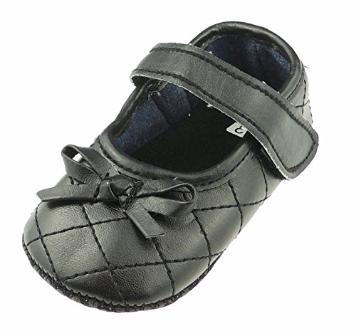 Adorable Baby Girls - Sandalias acolchadas de piel para cochecito de bebé, color negro negro negro Talla:0-3 Meses