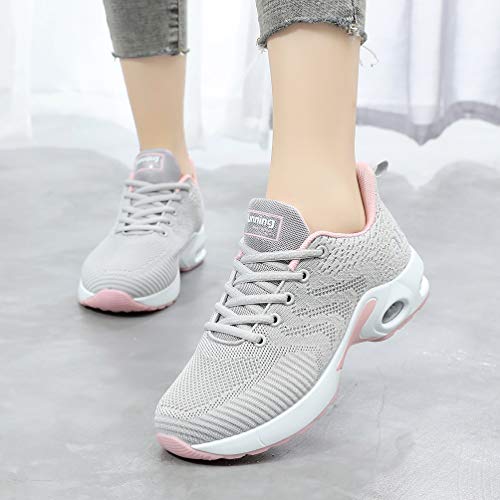 AFFINEST Zapatos para Correr para Mujer Air Zapatillas de Running Ligero y Transpirable Sneakers y Asfalto Aire Libre y Deportes Calzado Gris 36