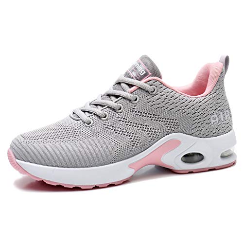 AFFINEST Zapatos para Correr para Mujer Air Zapatillas de Running Ligero y Transpirable Sneakers y Asfalto Aire Libre y Deportes Calzado Gris 36