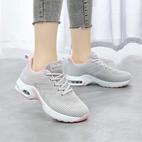 AFFINEST Zapatos para Correr para Mujer Air Zapatillas de Running Ligero y Transpirable Sneakers y Asfalto Aire Libre y Deportes Calzado Gris 36