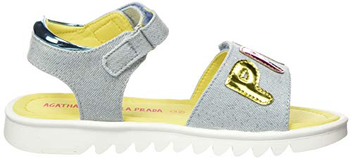 Agatha Ruiz de la Prada 202960, Sandalias con Punta Abierta para Niñas, Azul (Vaquero (Textil Metalizado) Paprika), 28 EU