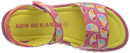 Agatha Ruiz de la Prada 202961, Sandalias con Punta Abierta para Niñas, Rosa (Coral Y Mandarinas (Textil Y Estampado) Paprika), 30 EU