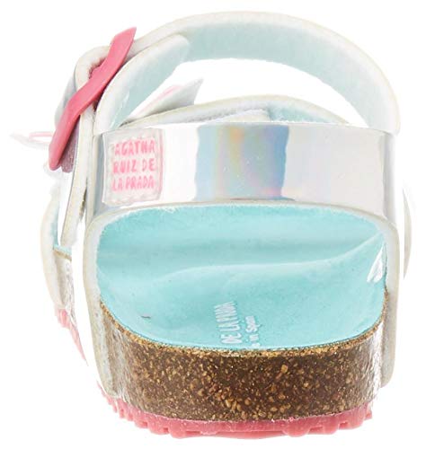 Agatha Ruiz de la Prada 202989, Sandalias con Punta Abierta Niña, Plateado (Plata (Espejo) Paprika), 25 EU