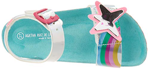 Agatha Ruiz de la Prada 202989, Sandalias con Punta Abierta Niña, Plateado (Plata (Espejo) Paprika), 25 EU