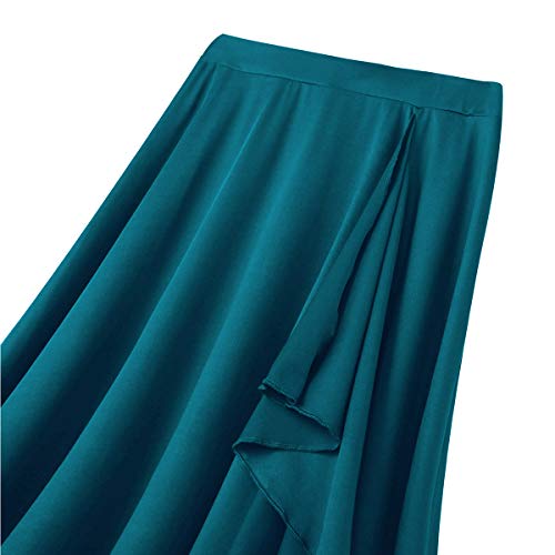Agoky Falda Irregular de Danza para Mujer Falda Larga de Ballet Baile Flamenco Latino Tango Sevillanas Traje Falda Danza del Vientre Chica Dancewear Verde Medium