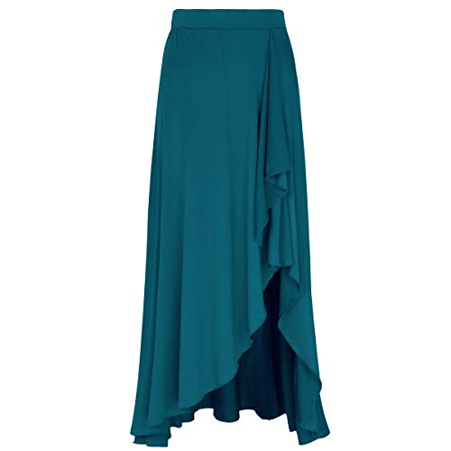 Agoky Falda Irregular de Danza para Mujer Falda Larga de Ballet Baile Flamenco Latino Tango Sevillanas Traje Falda Danza del Vientre Chica Dancewear Verde Medium