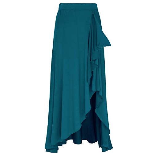 Agoky Falda Irregular de Danza para Mujer Falda Larga de Ballet Baile Flamenco Latino Tango Sevillanas Traje Falda Danza del Vientre Chica Dancewear Verde Medium