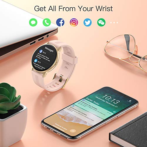AGPTEK Smartwatch Mujer, Reloj Inteligente Deportivo 1.3 Pulgadas Táctil Completa IP68, Monitor de Sueño, Seguimiento del Menstrual, Control de Musica, Regalo Navidad