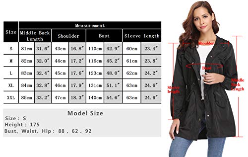 Aibrou Chaqueta impermeable con capucha para mujer, Cazadora ligera impermeable al aire libre , Gris , XXL