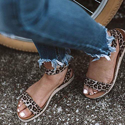 AIni Sandalias Planas Bohemio Sandalias Mujer Verano 2019 Tiras Mujer Hebilla Trenzada Sandalias Zapatos Romanos Sandalias De Leopardo Beige Naranja Negro Amarillo MarróNDia De Miembro Oferta 35-43