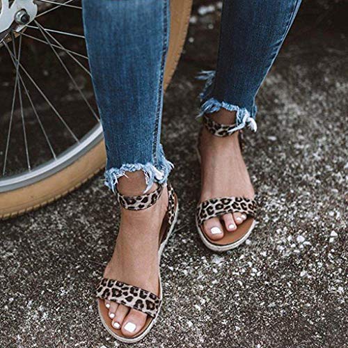 AIni Sandalias Planas Bohemio Sandalias Mujer Verano 2019 Tiras Mujer Hebilla Trenzada Sandalias Zapatos Romanos Sandalias De Leopardo Beige Naranja Negro Amarillo MarróNDia De Miembro Oferta 35-43