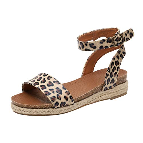AIni Sandalias Planas Bohemio Sandalias Mujer Verano 2019 Tiras Mujer Hebilla Trenzada Sandalias Zapatos Romanos Sandalias De Leopardo Beige Naranja Negro Amarillo MarróNDia De Miembro Oferta 35-43