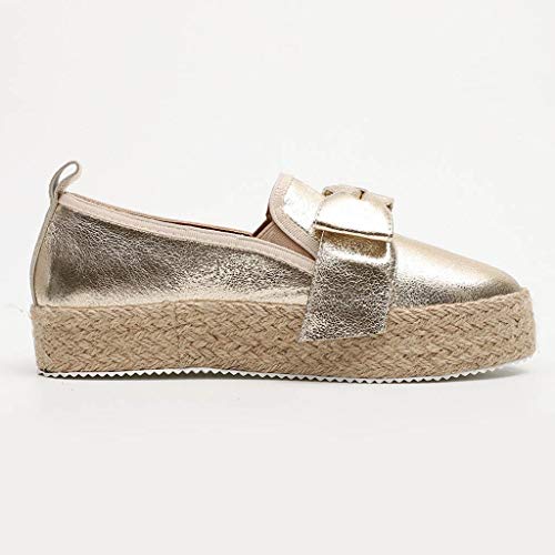 AIni Zapatos Mujer OtoñO Zapatos De Plataforma Zapatos con Plataforma De CáñAmo Bohemia Zapatos Casuales Romanos Vintage De Talla Grande Zapatos Bowknot De Planos Amarillo Oro Blanco Azul Rojo 35-43