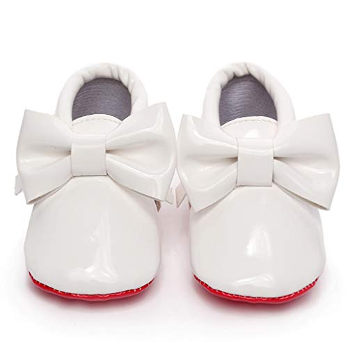 AIni Zapatos para Caminantes De Color Liso para NiñAs Bowknot Flat Bautizo Princess Bridal Party Zapatos Antideslizantes para La Escuela Mary Jane Talla 0-24 Meses