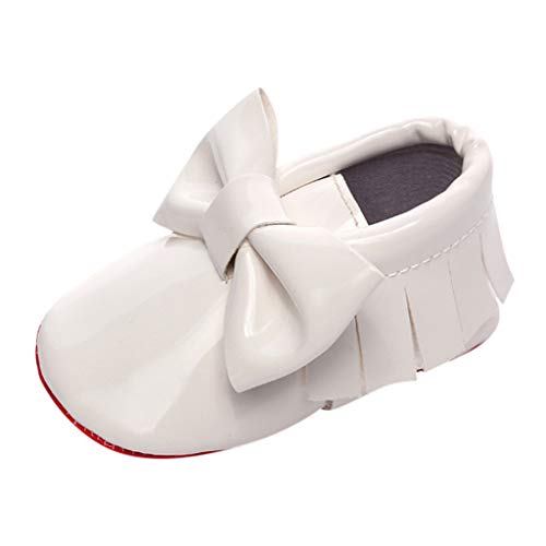 AIni Zapatos para Caminantes De Color Liso para NiñAs Bowknot Flat Bautizo Princess Bridal Party Zapatos Antideslizantes para La Escuela Mary Jane Talla 0-24 Meses