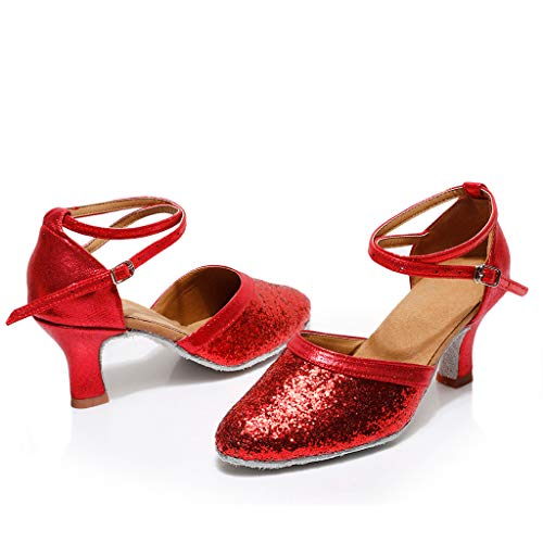 AIni Zapatos TacóN Alto Zapatos De Novia De TacóN Bajo Las Sandalias Zapatos De Baile Vals Zapatos De Baile Latino Zapatos De Fiesta De Las Mujeres Zapatos Puntiagudos Con Lentejuelas De Hebilla,35-41