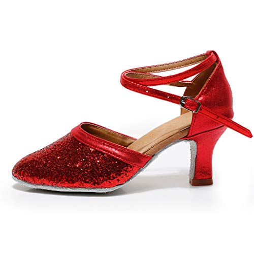 AIni Zapatos TacóN Alto Zapatos De Novia De TacóN Bajo Las Sandalias Zapatos De Baile Vals Zapatos De Baile Latino Zapatos De Fiesta De Las Mujeres Zapatos Puntiagudos Con Lentejuelas De Hebilla,35-41