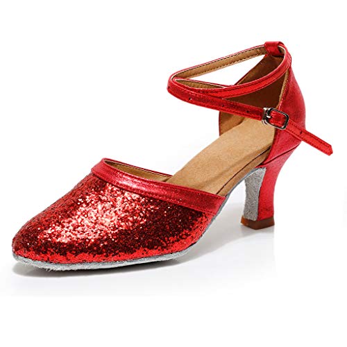 AIni Zapatos TacóN Alto Zapatos De Novia De TacóN Bajo Las Sandalias Zapatos De Baile Vals Zapatos De Baile Latino Zapatos De Fiesta De Las Mujeres Zapatos Puntiagudos Con Lentejuelas De Hebilla,35-41