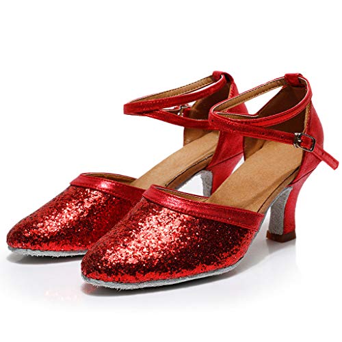 AIni Zapatos TacóN Alto Zapatos De Novia De TacóN Bajo Las Sandalias Zapatos De Baile Vals Zapatos De Baile Latino Zapatos De Fiesta De Las Mujeres Zapatos Puntiagudos Con Lentejuelas De Hebilla,35-41