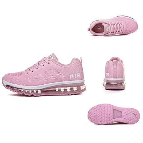 Air Zapatillas de Running para Hombre Mujer Zapatos para Correr y Asfalto Aire Libre y Deportes Calzado Unisexo Pink 36