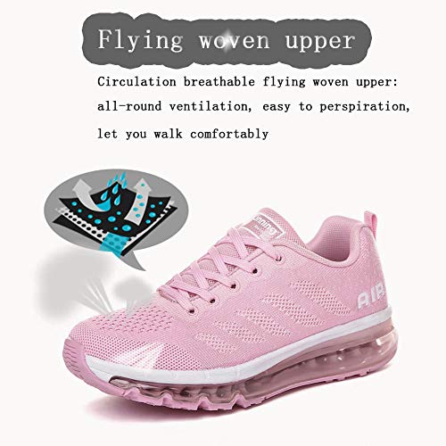 Air Zapatillas de Running para Hombre Mujer Zapatos para Correr y Asfalto Aire Libre y Deportes Calzado Unisexo Pink 36