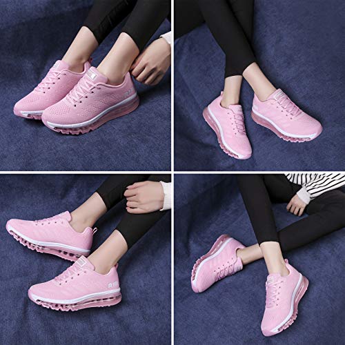 Air Zapatillas de Running para Hombre Mujer Zapatos para Correr y Asfalto Aire Libre y Deportes Calzado Unisexo Pink 36