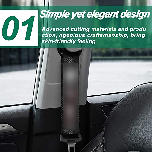 AKMEYI 2 Piezas Almohadillas para Cinturón de Seguridad de Cuero para Mustang Mustang, Fibra de Carbono Almohadillas Protectores de Coche Hombro, con Emblema