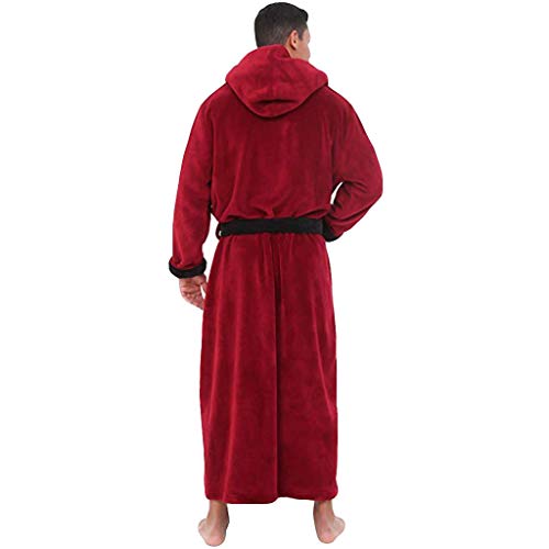 Albornoz Larga de Felpa Invierno para Hombre Tallas Grandes Liquidación Ropa para el Hogar de Manga Larga Bata de Casa de Baño Cómodo Abrigo Yvelands(Rojo,XXXXL)