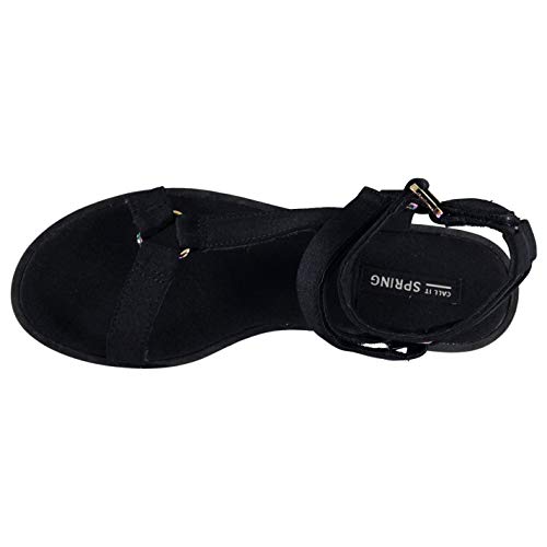 Aldo Mujer Proresien Sandalias Bajas De Verano con Correa Cierre Tactíl En El Tobillo Negro 40 EU