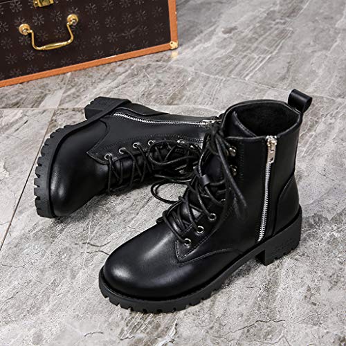 Alecony Botas Militares para Mujer Moda Invierno Zapatos Antideslizante Impermeable Lace-Up Boots Botines Botas de Nieve para Mujer
