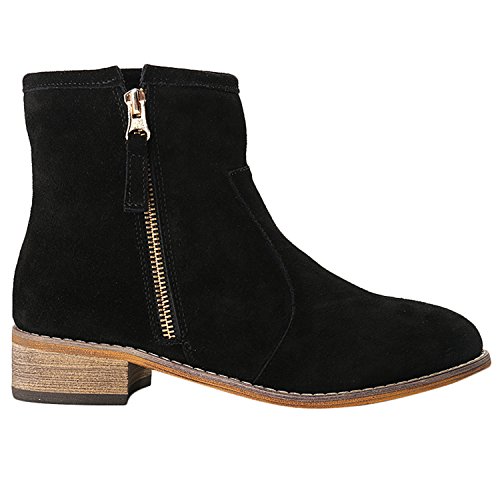 Alexis Leroy Zapatos con Cremallera - Botines Chelsea de Cuero Mujer Negro 39 EU